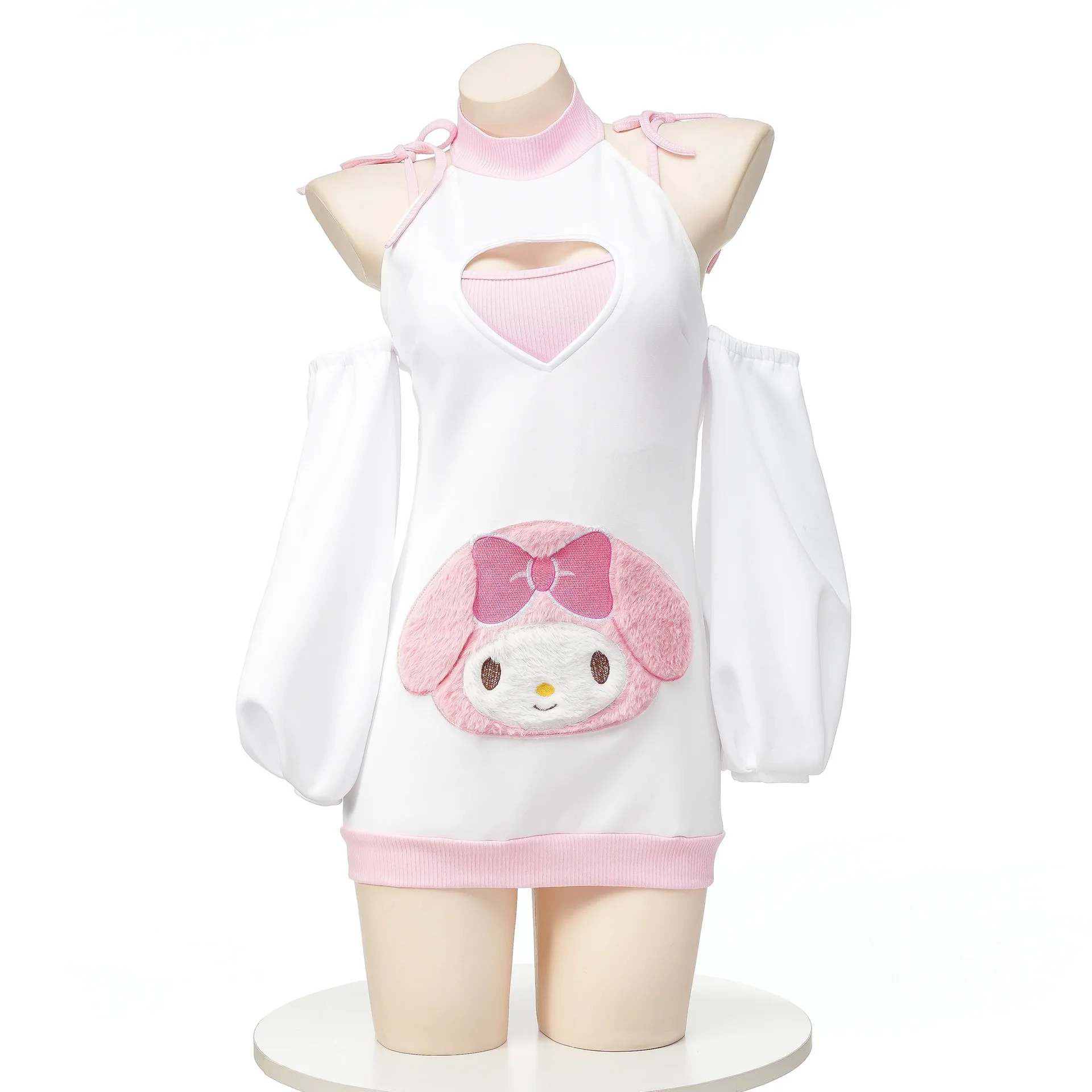 Lolita Girl Cute Rabbit Hoodie Dress Cosplay Costume Hollow Mini Dress Japanese Kawaii Girl Nightdress Roleplay Lingerie Outfits