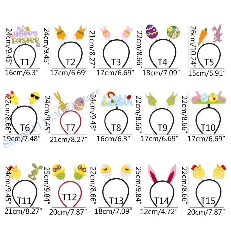 H9ED Easter Party Sequin Multi-type Headband Toddler Bunny Ear Cosplay Party Headwear
