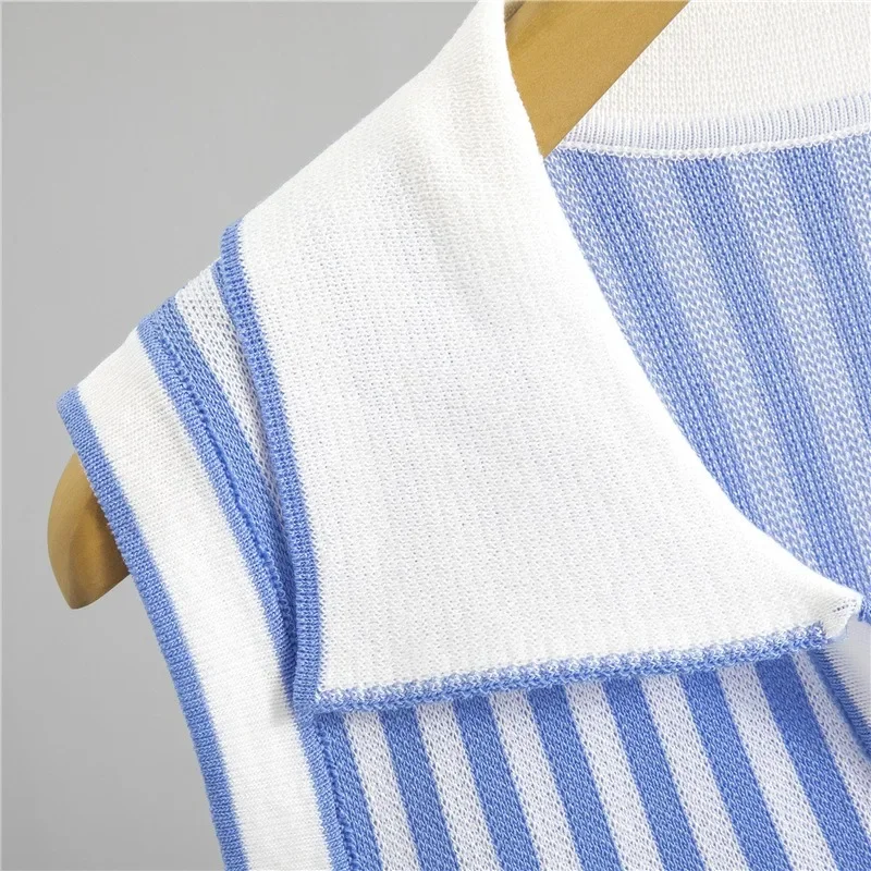 Camicia senza maniche a righe casual Canotte + Minigonna in vita elastica Set da 2 pezzi Nuovo abito allentato moda skinny a vita alta Donna