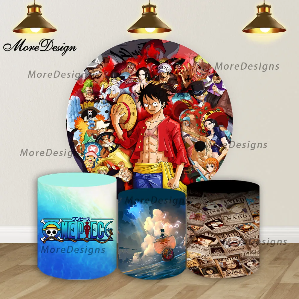 

Цельный круглый фотофон для детей, чехлы на цилиндры для дня рождения, Луффи, детский душ, фон для фотосъемки, реквизит