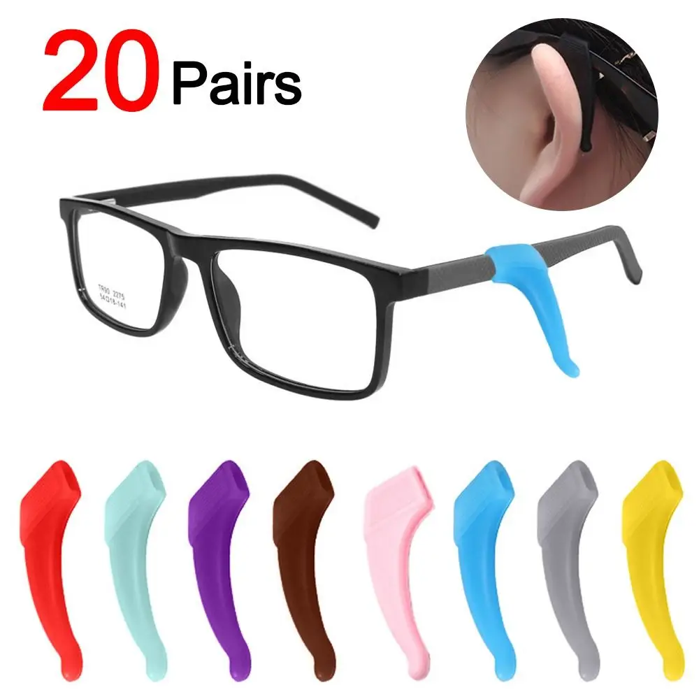 20Pairs Soft Silicone Glasses Ear Hooks Anti-slip Anti-fall Glasses Leg Ear Sleeve Bracket Sunglasses Accessories Grip Women