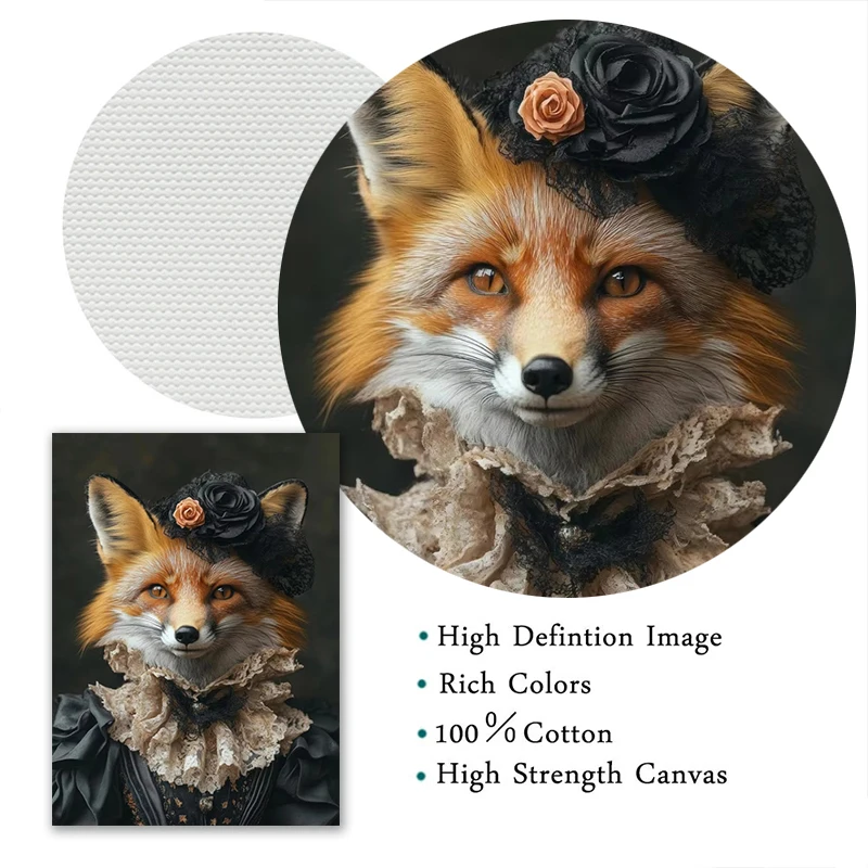 Victorian Age Princess Prince Animal Portraits Dark Academy Retro Fashion Poster Canvas Paintings Wall Art Pictures Home Decor