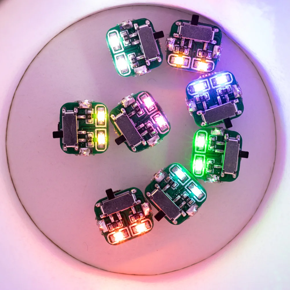 5pcs 1.0*1.0cm Double LED Lamp Switch Control Toys DIY Model Making for Robots No Need Magnet Multi-color Choices With Batteries