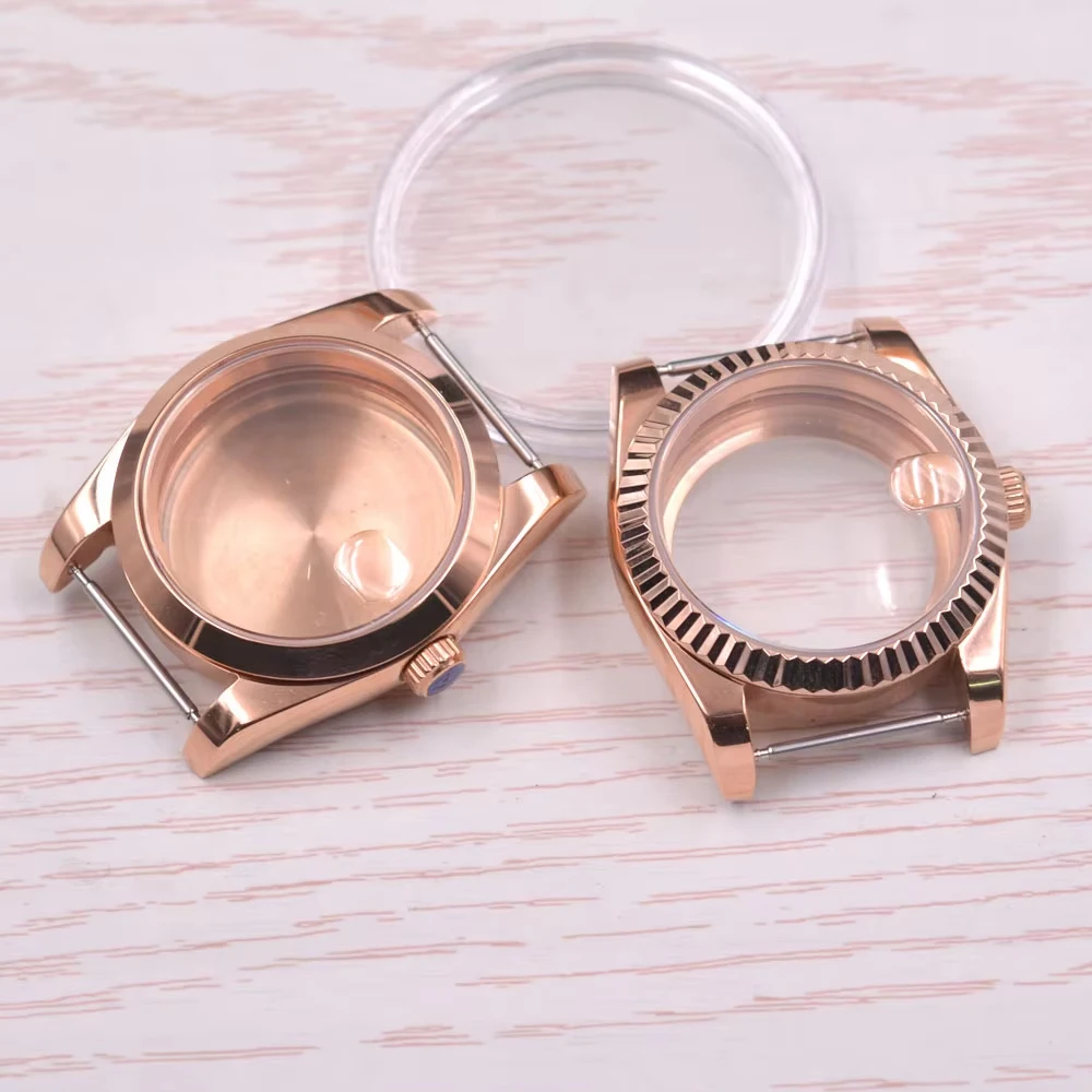 36mm / 39mm Rose gold watch case fit NH35 NH36 Miyota 8205 8215 DG2813 3804 ETA 2836 2824 PT5000 Movement Sapphire glass case