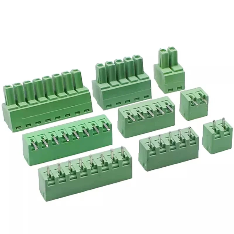 1Sets Welding Docking Type 15EDG 3.81MM Straight Curved Needle Terminal Block connector PCB plug-in type Green Terminal Block