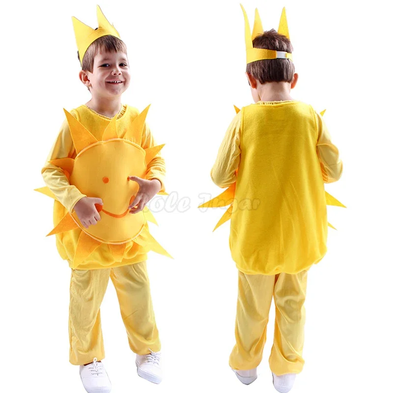 3-14 years sun flower cosplay costume children Boys Girls Halloween Carnival school party performance jumsuits sets c48m108