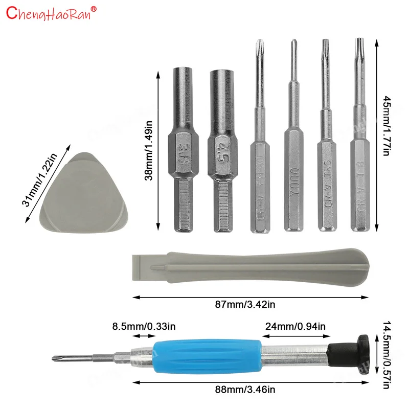 1Set Screwdriver Set 9+n1 Repair Tools Kit 3.8 4.5 T6 T8 Cross three wings ferramentas tool For switch GB GBA SP Ne 3DS XL PSP