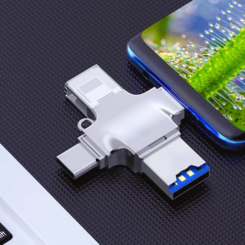 

Memory Micro SD Card Reader Adpater For IPhone Ipad Android Mac PC 4 In 1 Camera Type C Lightning Usb C Android Portable Reader