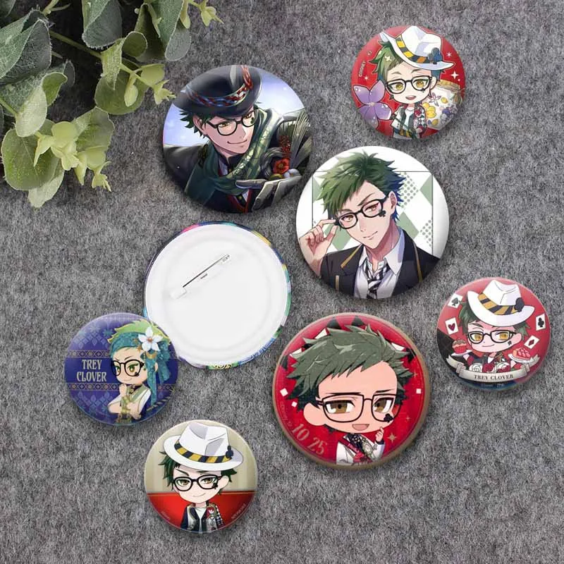 Adventure Game TWST Trey Clover Coin Badge Cartoon Character Enamel Pins Custom Round Brooch Backpack Hat Jewelry Accessory Gift