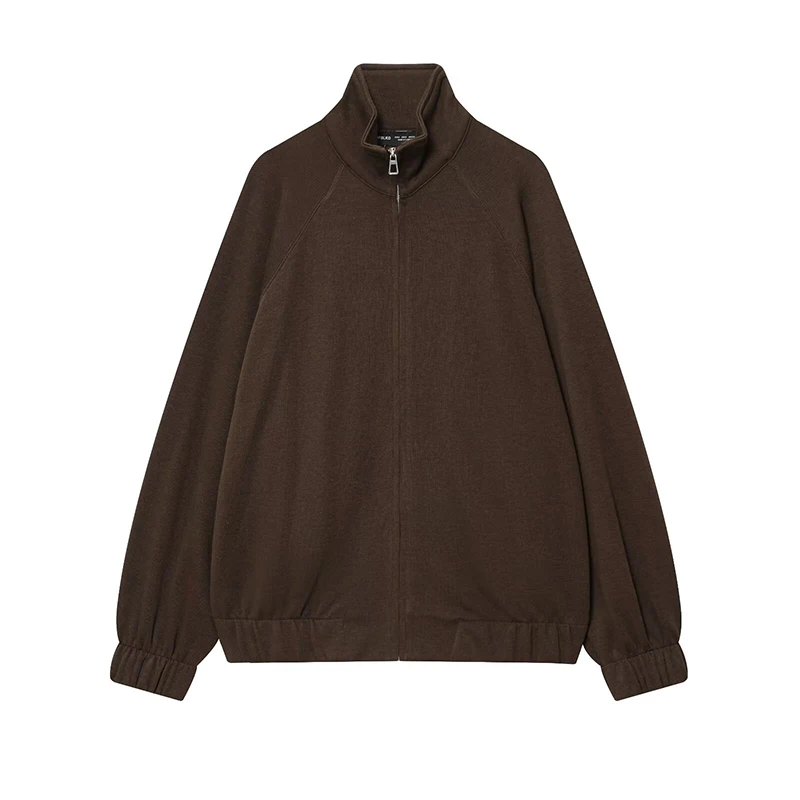 

YENKYE 2025, женская осенне-зимняя однотонная мягкая толстовка на молнии с длинным рукавом и высоким воротом, повседневная свободная верхняя одежда