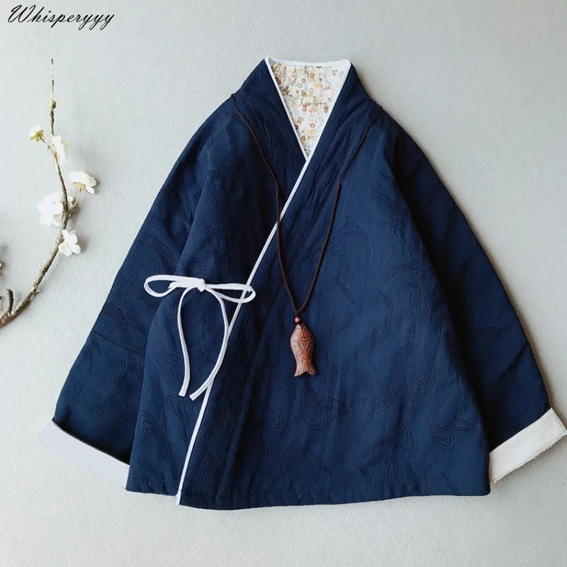 Chinese Style Retro Improved Hanfu Cotton and Linen Tie Cardigan Women\'s China Plate Buckle Top Zen Chinese Traditional Dress