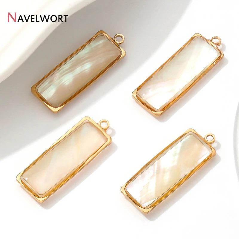 18K Gold Plated Abalone Shell Rectangle Pendant For Making Jewelry, For DIY Bracelet Necklace Making Accessories - view 4