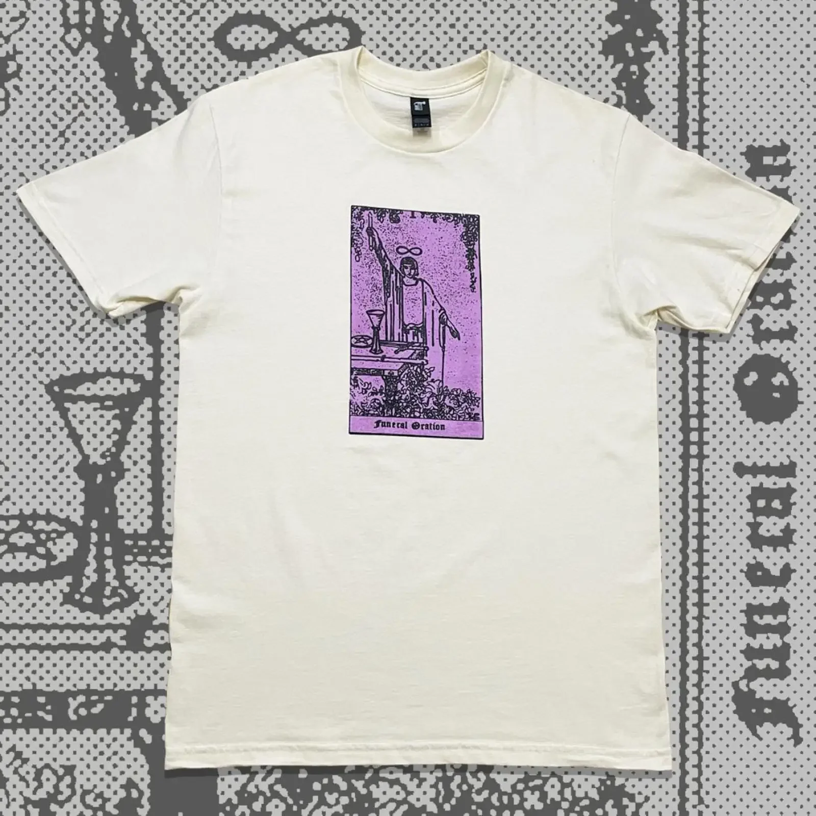 Camiseta da banda holandesa de hardcore punk Funeral Oration, vintage, lavada, confortável, macia, elegante, ligeiramente casual, com estampa gráfica masculina.