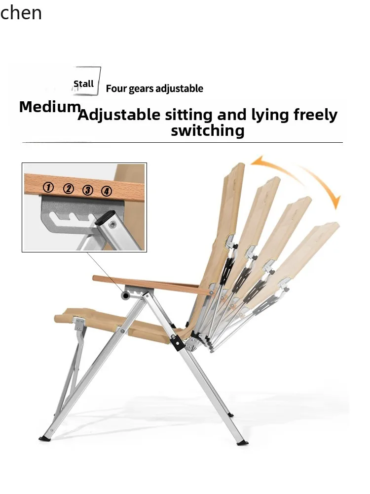 YXY Outdoor Folding Recliner Camping High Back Nap Chair Fishing Beach Chair Aviation Aluminum Portable