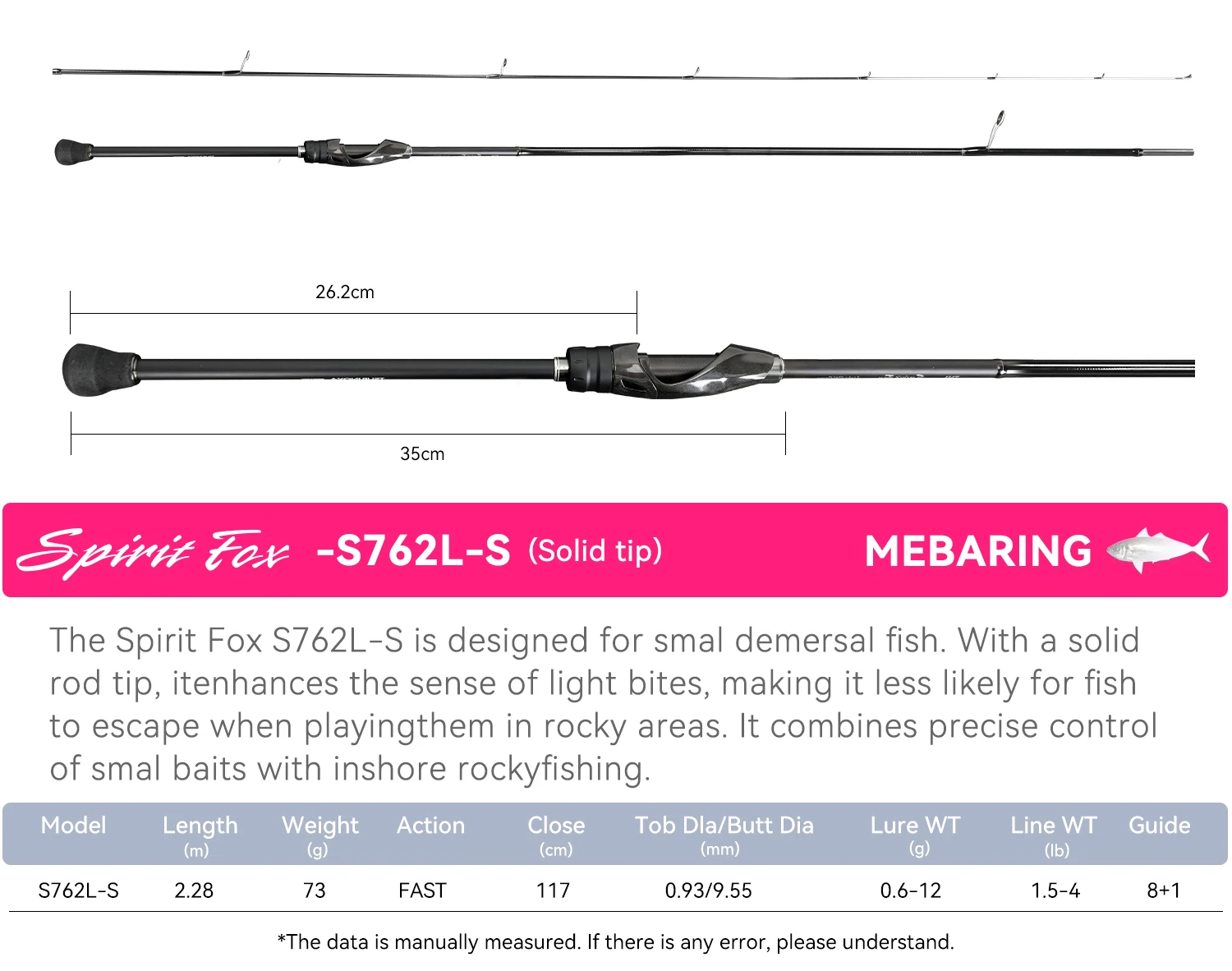 TSURINOYA Angelrute Spirit Fox S6102L-S S742L S762L FAST Rockfish Rute Gewicht 69g Hochempfindlich 2 Sek. Ultraleichte Spinnrute – Detail 28