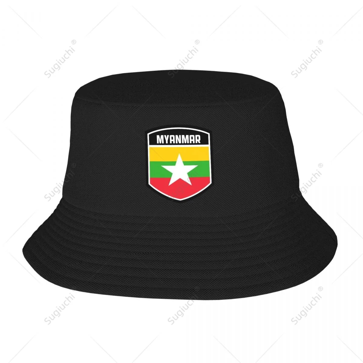 

Myanmar Flag Shield Bucket Hats Print Cool Fans Sun Shade Simple Classic Outdoor Summer Fisherman Caps Fishing Cap