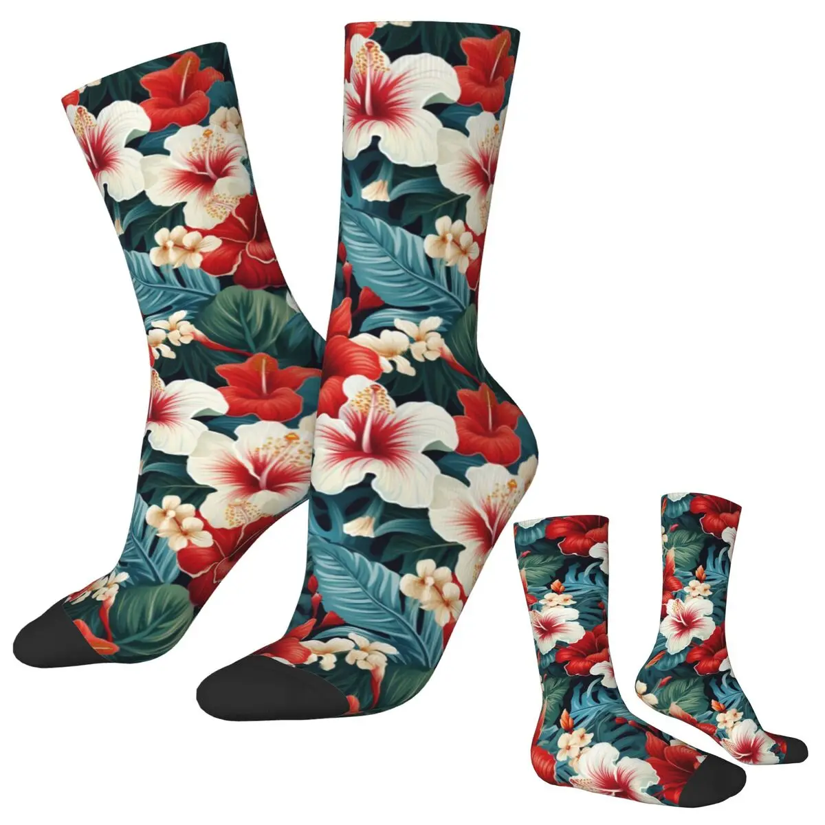 

Boho Flowers Socks Autumn Beautiful Red floral Print Stockings Fashion Unisex Soft Socks Design Outdoor Sports Non-Slip Socks