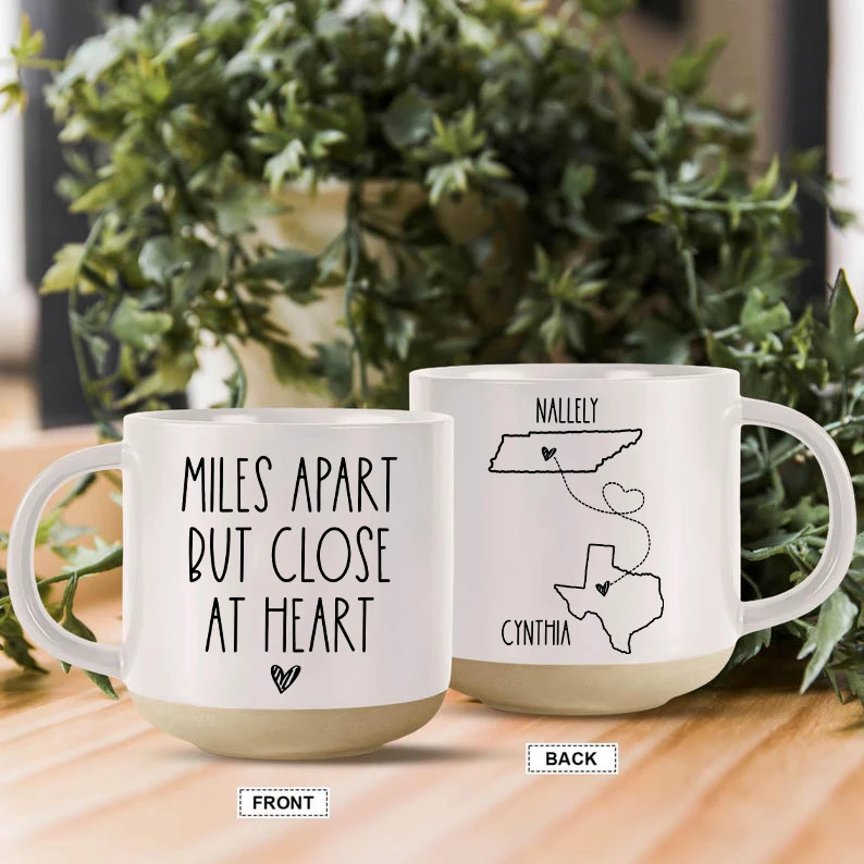 Miles Apart But Close At Heart Mug Closer Mug Long Distance Friendship Gift Moving Away Best Friend Gift Cousin Gift Family Mug