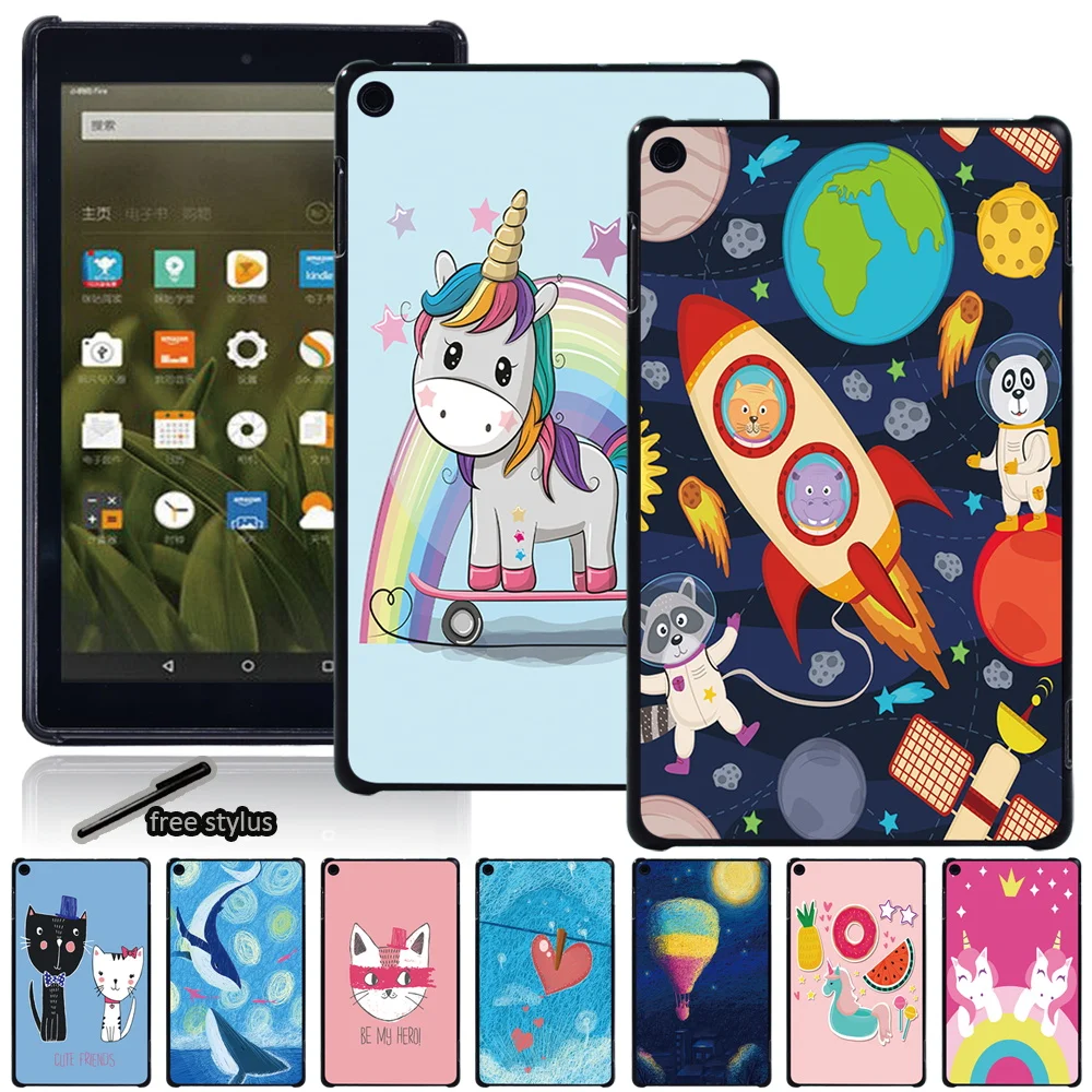 Tablet Case for Fire HD 10 Plus/7th/9th/11th/HD 8 Plus/7th/8th/10th/12th/Fire 7 7th/9th/12th Cartoon Series Plastic Hard Shell