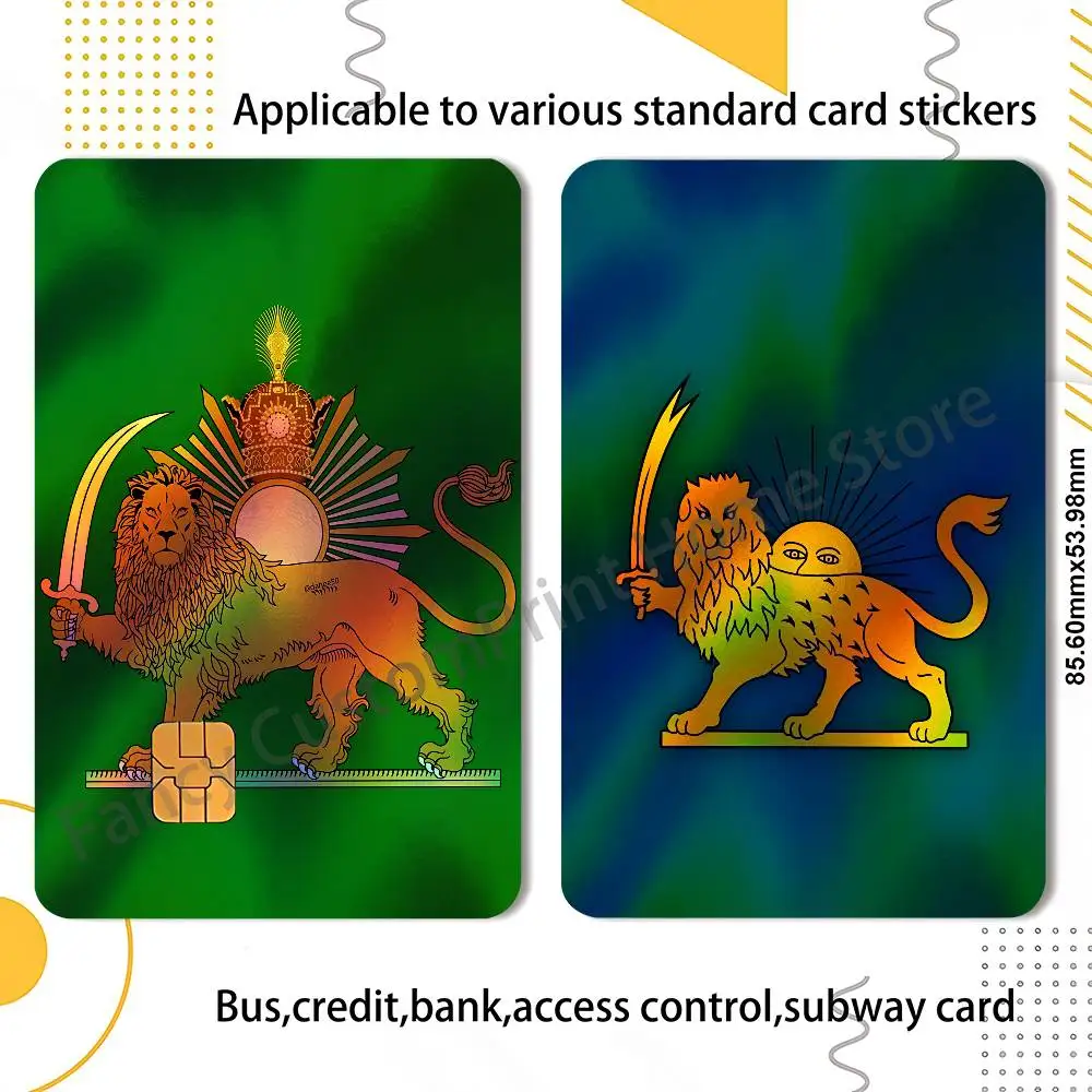 I-Iran emblem P-Pahlavi Flag Credit Bank Sticker ID Access Card Cover Skin Rainbow Color Laser