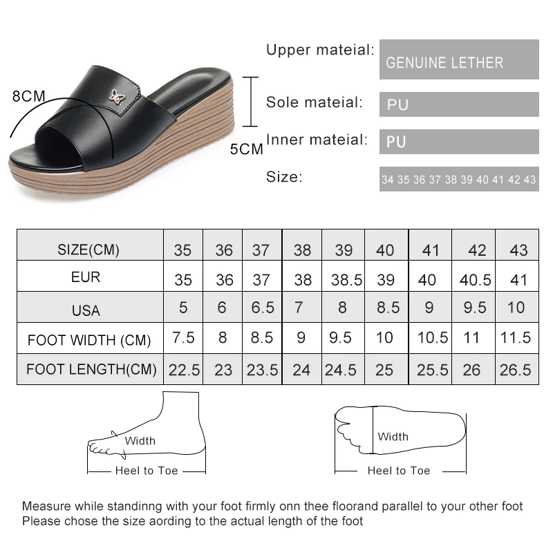 AIYUQI Women Slippers Platform Large Size 41 42 43 New 2024 Summer Outerwear Slippers Women Wedge Genuine Leather Slippers Women