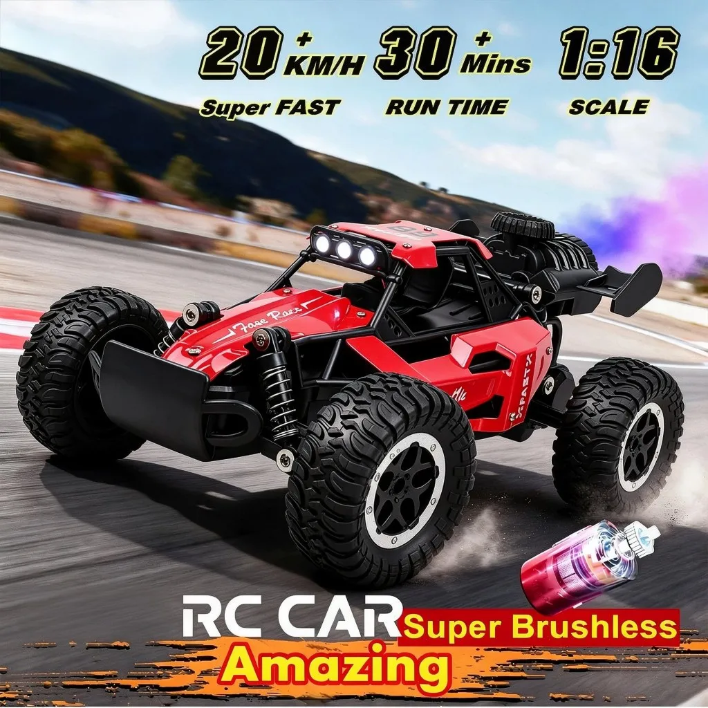 1:16 Scale All Terrain RC Cars 20KM/H High Speeds 4WD Off-Road Buggy Remote Controls Truck Vehicles Toy Gift for Boys Kids Teens