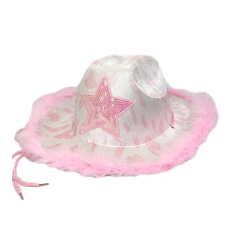 

Cow Pattern Cowboy Hat for Women Western Cowgirl Hat Musical Festival Hat Friend Gathering Party Costume Drop shipping