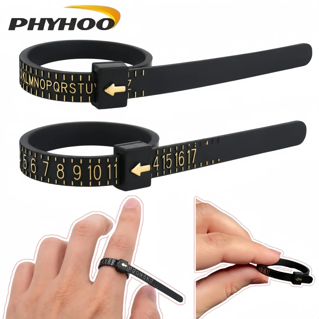 PHYHOO Ring Size Measuring Tools Include US Size + UK Size Finger Gauge Ring Sizer Belt Adjusting Tool Jewelry Accessories