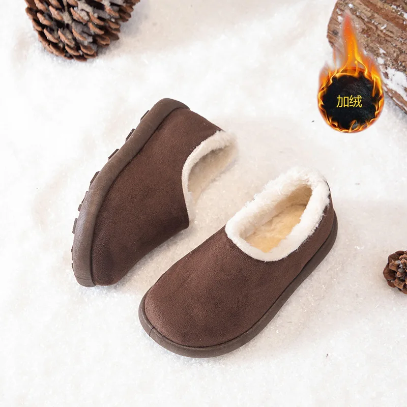 الفتيات الشتاء الثلوج الأحذية القطن الصوف الدفء خطوة واحدة الفول أحذية الأطفال الفراء الثلوج الأحذية 2025 نمط جديد