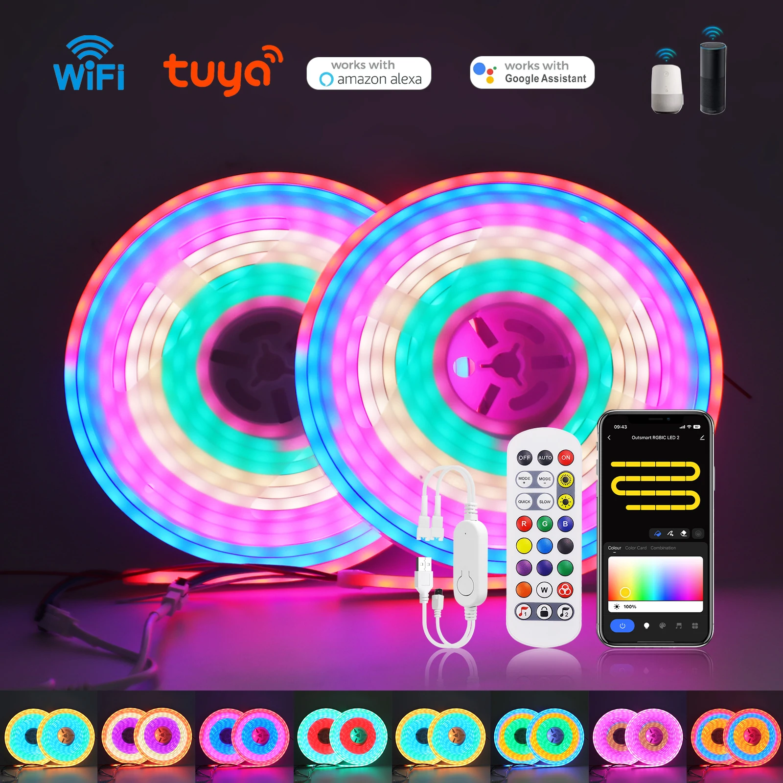 

5V USB LED Neon RGBIC Strip Tuya WiFi Neon Rope Light with Music Sync Waterproof 6x12mm WS2812b LED Strip RGBIC LED TV Backlight