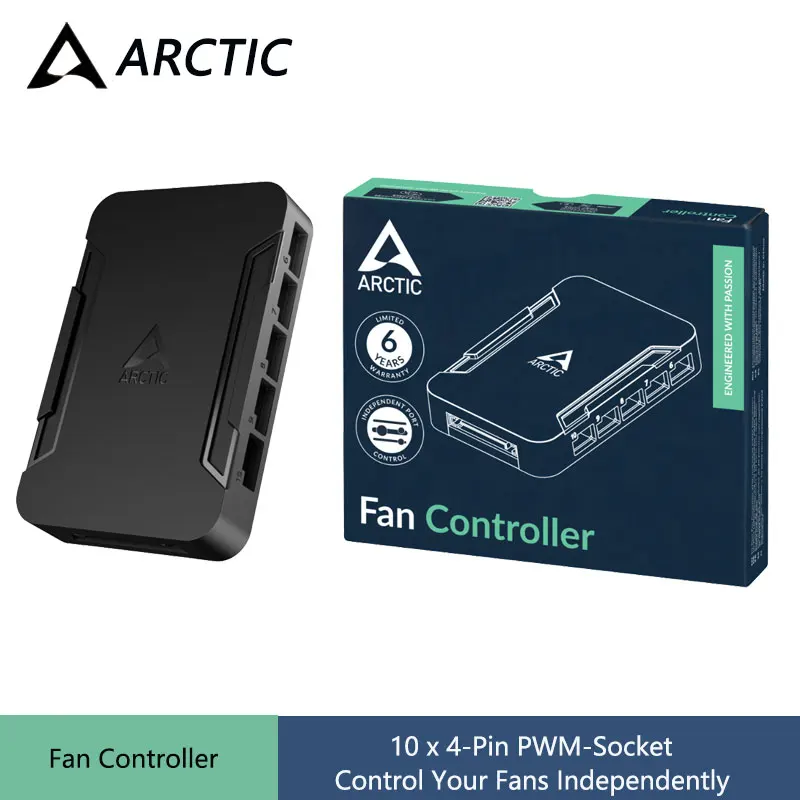 ARCTIC Computer Case Fan Controller,10-Port Fan Controller With Individual PWM Regulation,SATA Power/10 x 4-Pin PWM-Socket