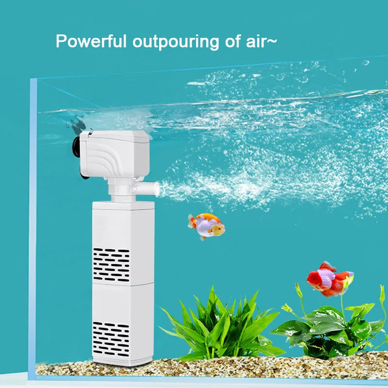 4 in 1 Aquarium Filter Pump Silent Fish Tank Submersible Air Oxygen Aerator Aquarium Air Pump Water Changer Pump Wave Maker 220v