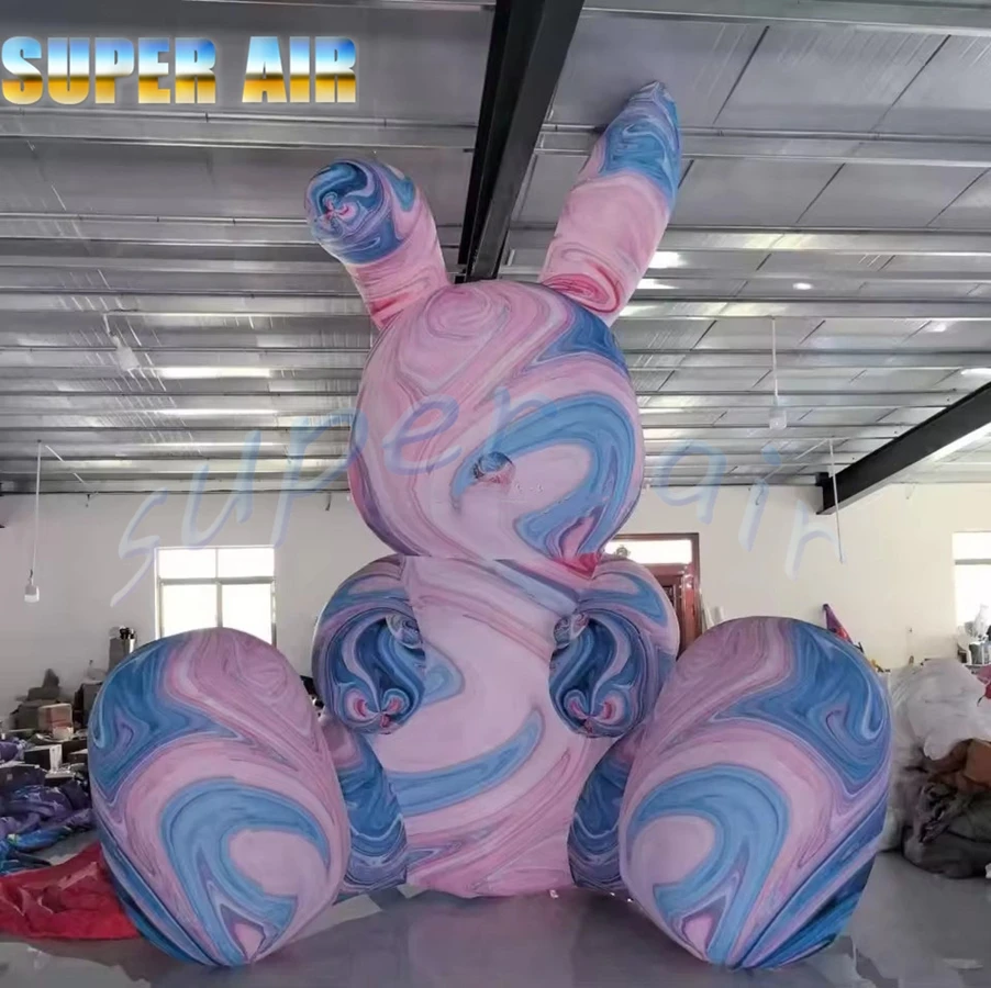 美しいモデルデザインのカラフルなウサギのインフレータブル、パーティーの装飾用の漫画風インフレータブルモデル