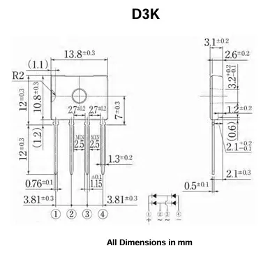 10 buah penyearah jembatan UD6KB100 6A 1000V baru ASEMI