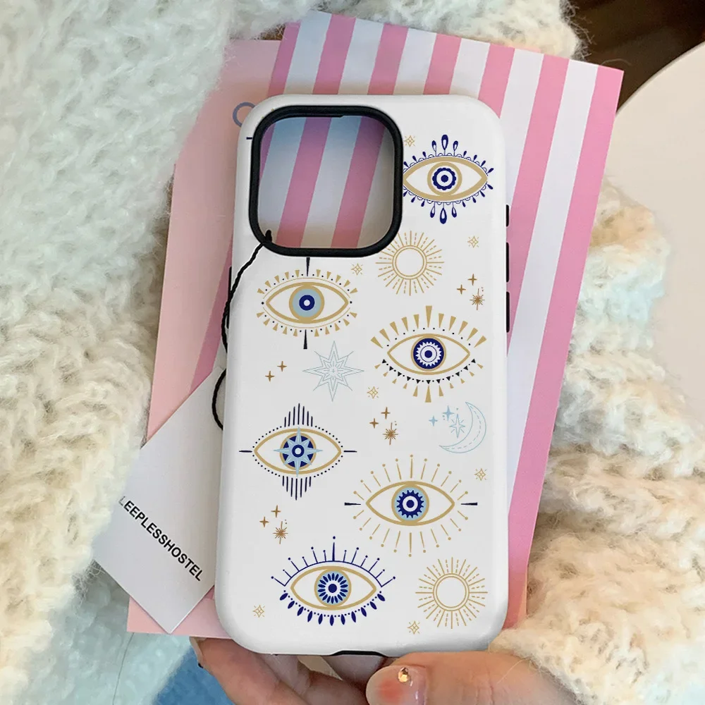 Ins Retro Eye Pattern Phone Case for IPHONE 16 15PRO MAX 14 13 12 11 PRO Plus XR X MAX Acrylic TPU Two in One Mobile Phone Cases
