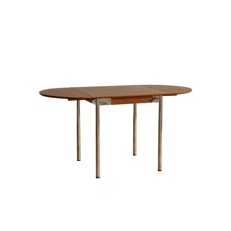 

Nordic solid wood foldable dining table household small apartment dining table and chair combination retro retractable table