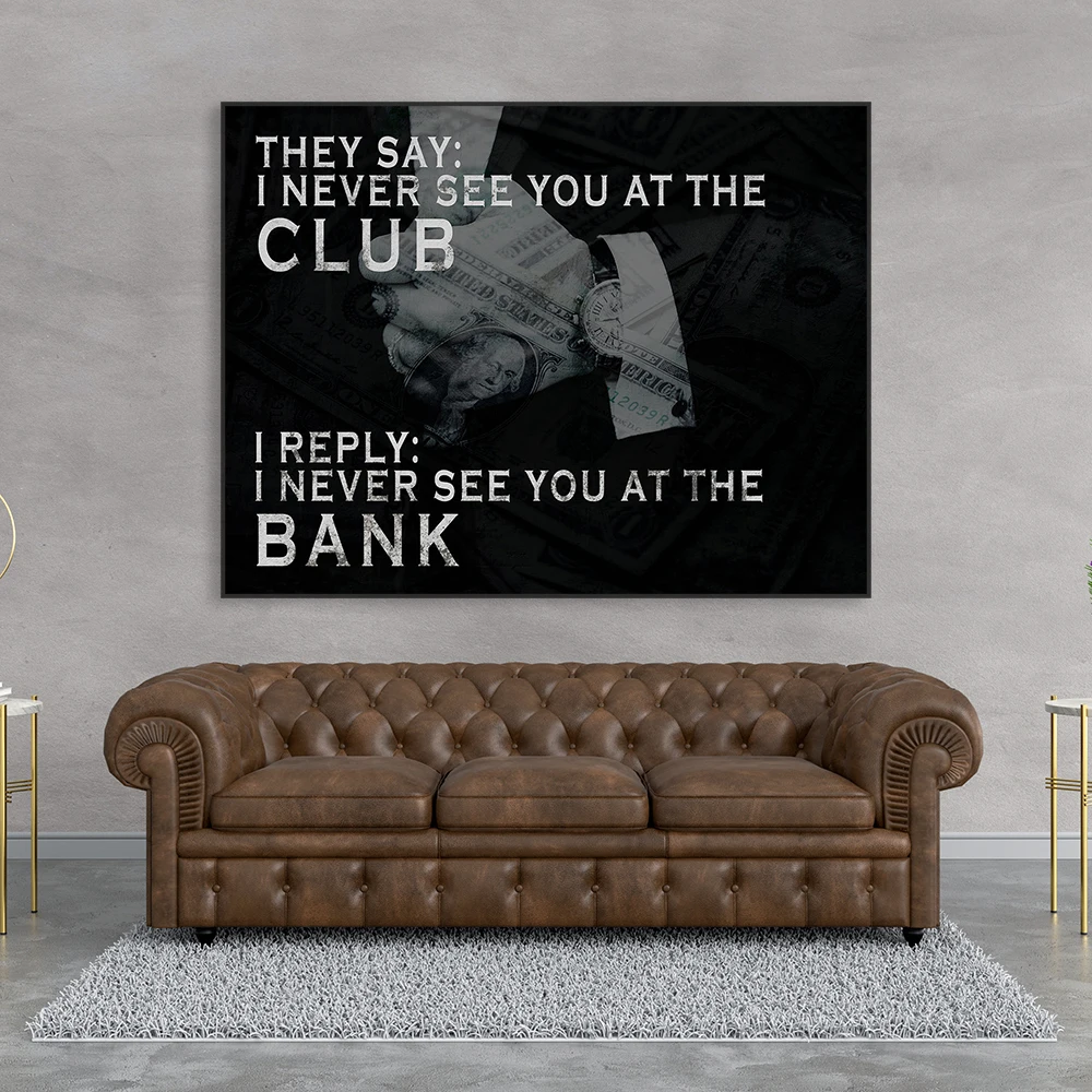 Entrepreneur Motivational Poster Office Decor Quote Prints Black And White Money Canvas Painting Success Reading Room Wall Decor