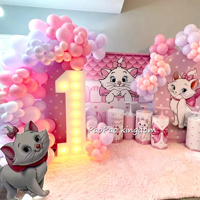Guirnalda de Globos con Tema de Gato Marie Rosa, Arco de Globos, Decoración para Fiestas de Cumpleaños Infantiles, Baby Shower, Suministros para Fiestas, Regalos