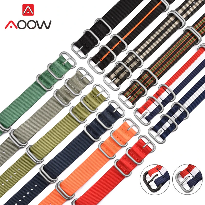 Heavy Duty Nylon Strap 20mm 22mm Woven Fabric Watchband Stainless Steel Ring Buckle Men Replacement Belt Band for Casio