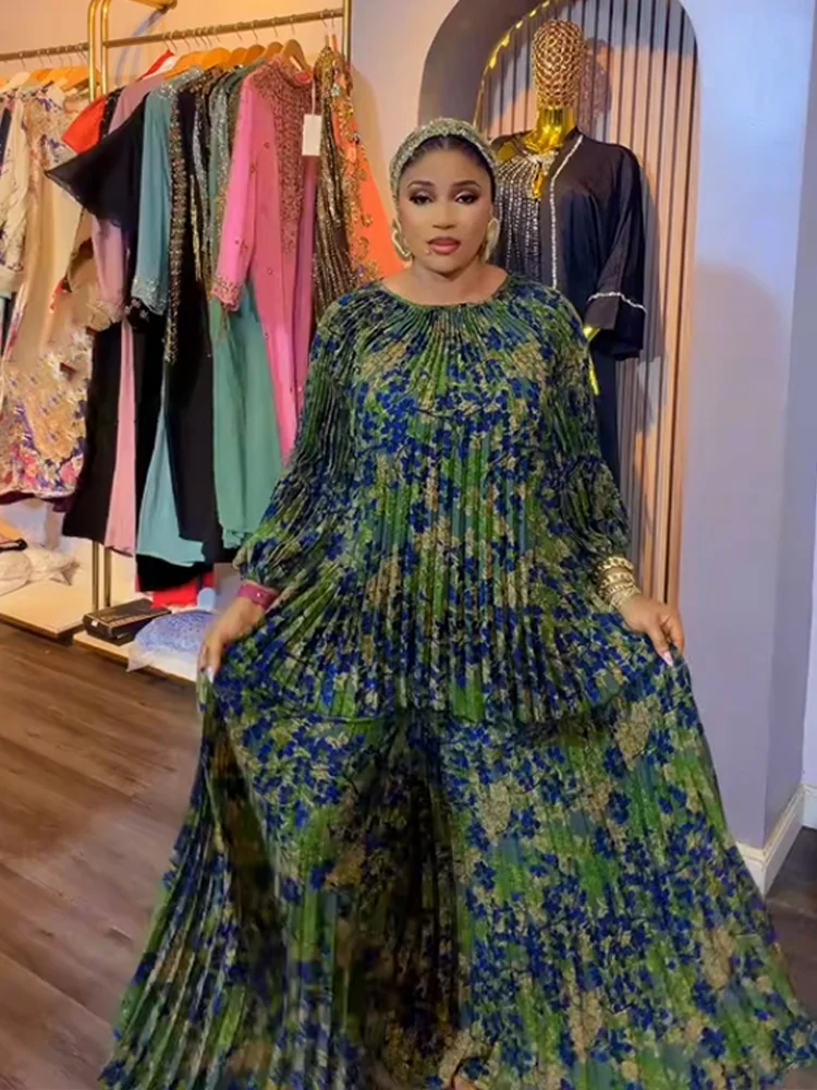 

Комплект EGRM: Женский костюм с принтом в стиле Мияке, свободный топ с круглым вырезом и шнуровкой + широкие брюки, комплект из двух предметов, тренд 2026, новинка 6G908