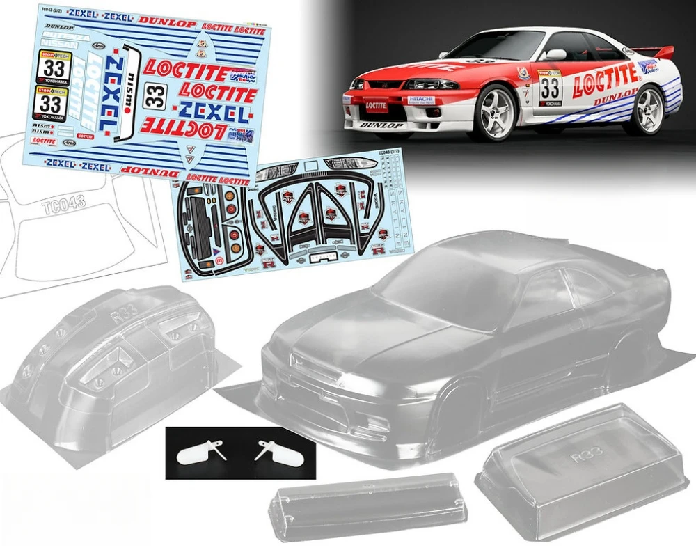 

Чистое тело Lexan TC043 1/10 тяжелого фарфора GTR R33. RC Дрифт автомобиль 1 10. 190 мм корпус. Колесная база 257 мм. Tamiya tt01 tt02. Kyosho fazer