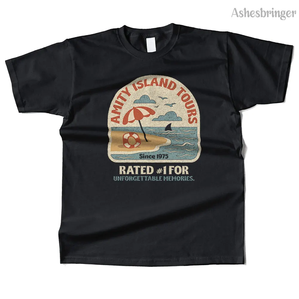 

Мужская хлопковая футболка Amity Island Tours с графическим рисунком высокого качества, уличная футболка в повседневном стиле для мужчин и женщин