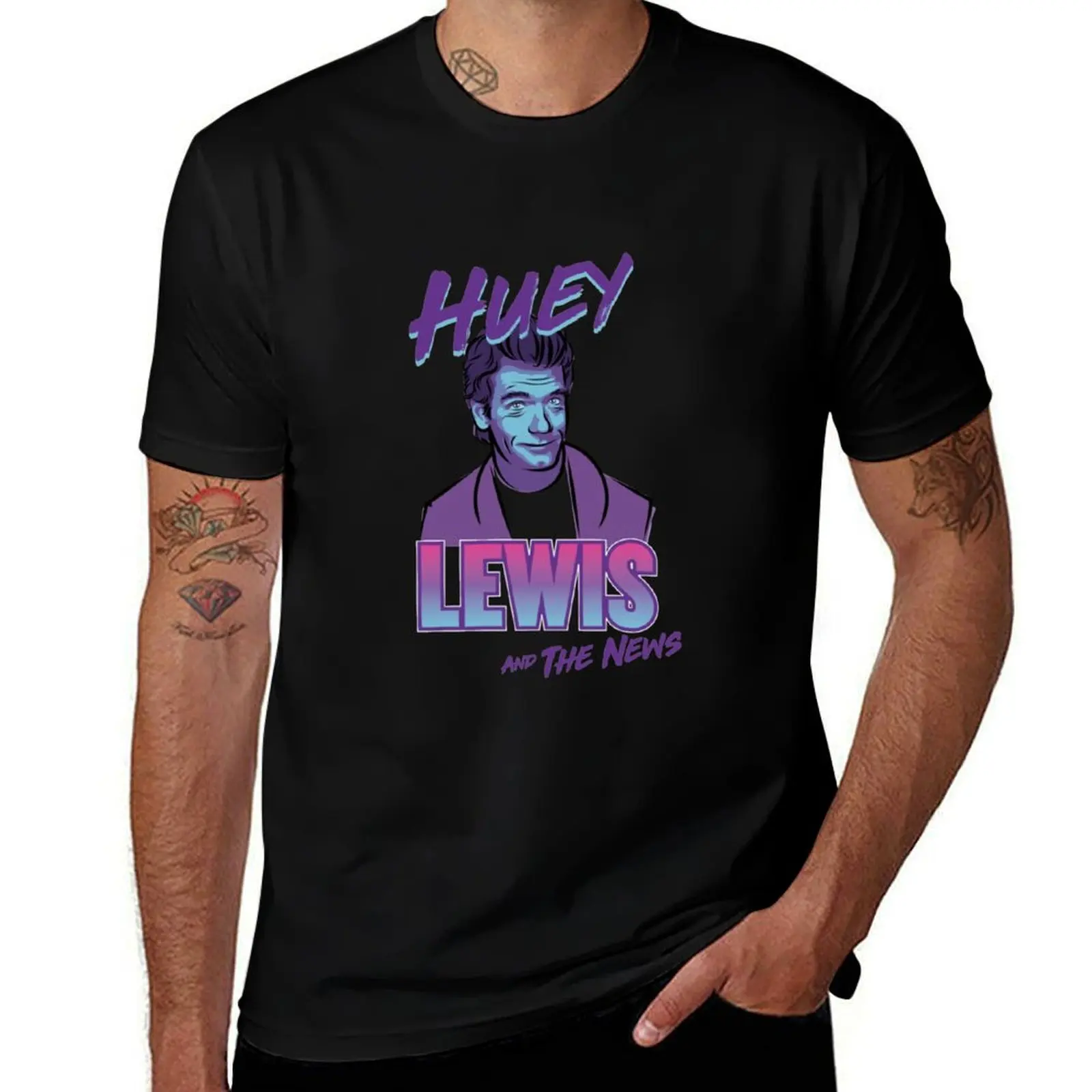 Huey Lewis The News T-Shirt Big and Tall Basic Tee Shirt T-Shirt