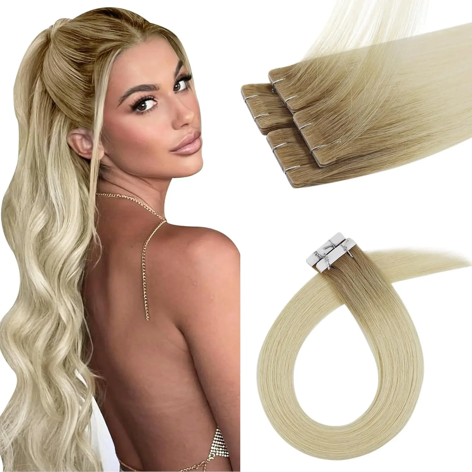 

VeSunny Injection Tape in Hair Extensions Virgin Hair New Balayage Color Hair Premium Invisible Extensions 100% Human Hair