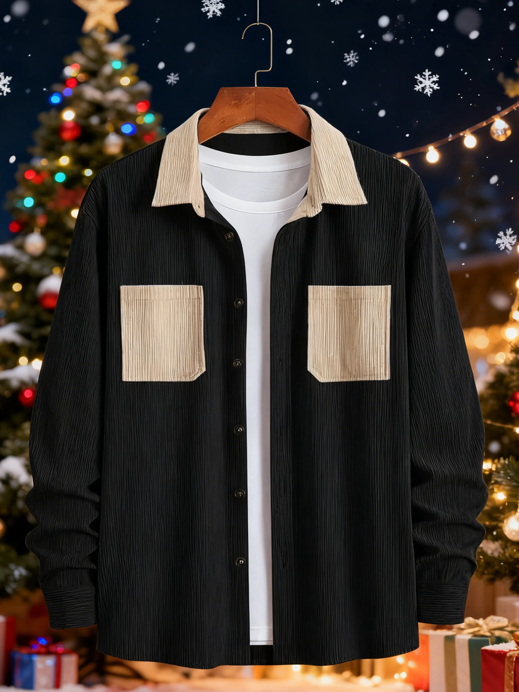 

Men's Casual Jacket Color Block Collar Button up Spring Autumn Wear Comfortable Loose Fit Streetwear