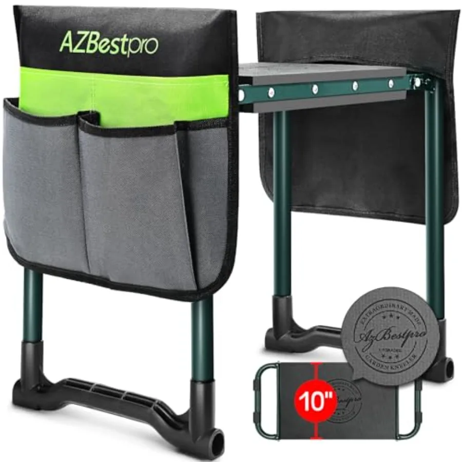 

Garden Kneeler and Seat Heavy Duty Upgraded Foldable Gardening Stool - Widened to 10" Stable Wear-resistant Prevent Knee and Ba