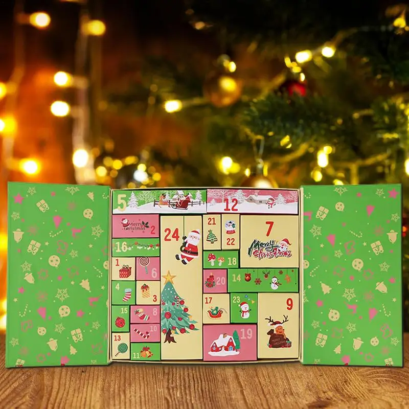 

Christmas Advent Calendar Refillable Countdown to Christmas Packaging Box 24 Days Holiday Home Decor Refillable Cardboard Advent