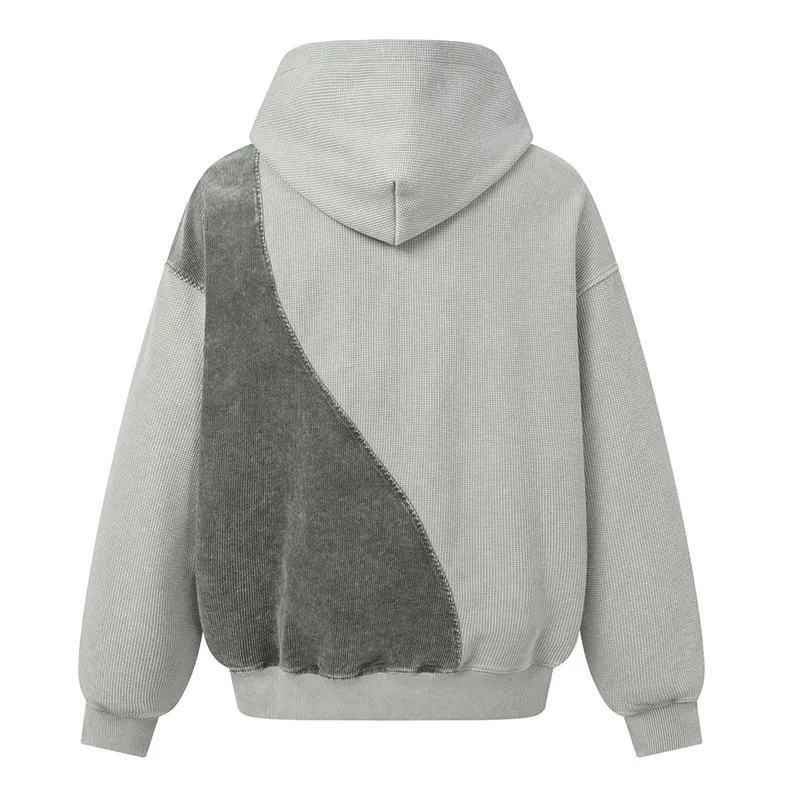 Vintage Color Block Patchwork Sweatshirts Streetwear Harakuju Hip Hop Pullover Hoodies For Male Oversized