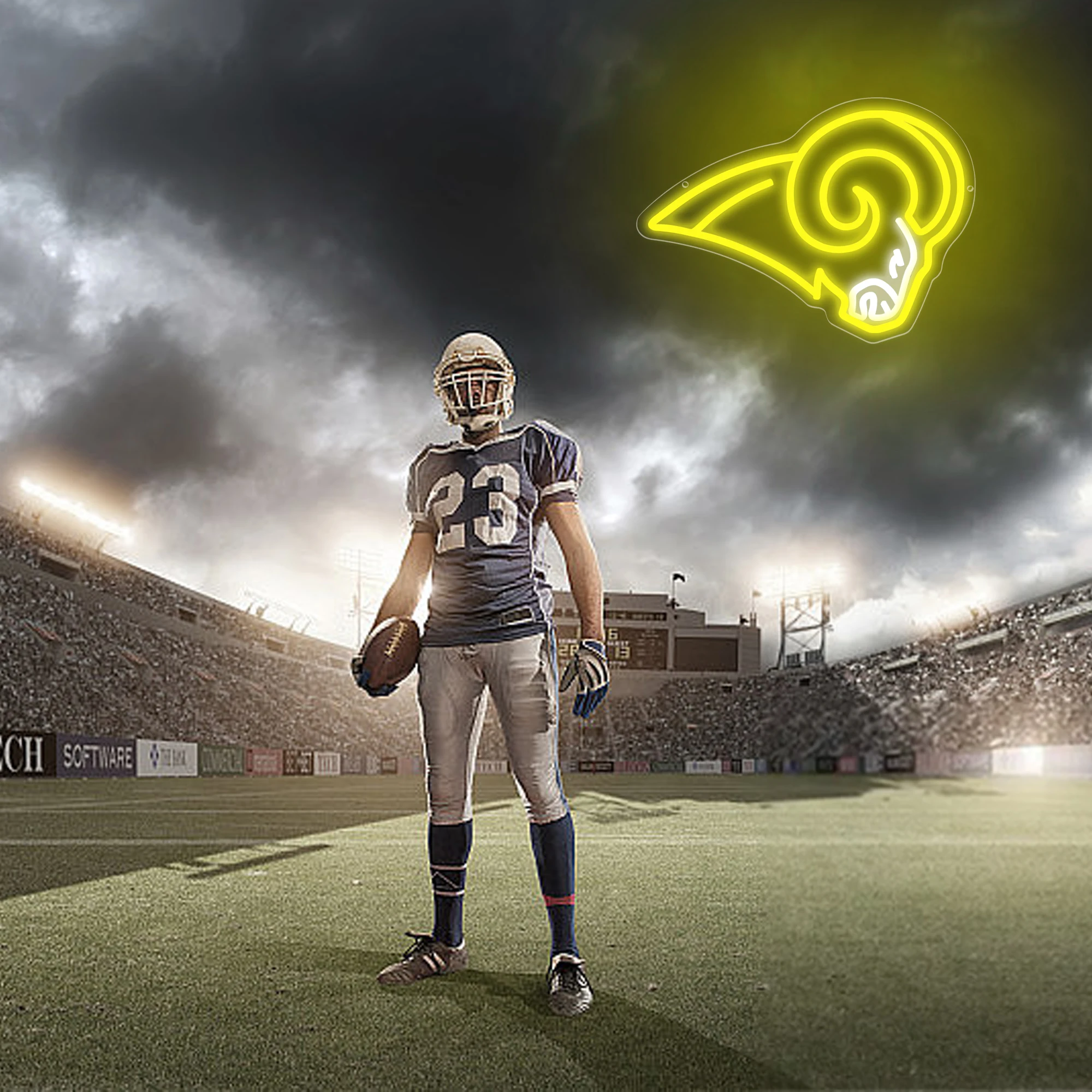 Football Neon Sign for Wall Decor Dimmable Football Neon Light for Fans LED Sign for Man Cave Team Light for Club Birthday Gifts