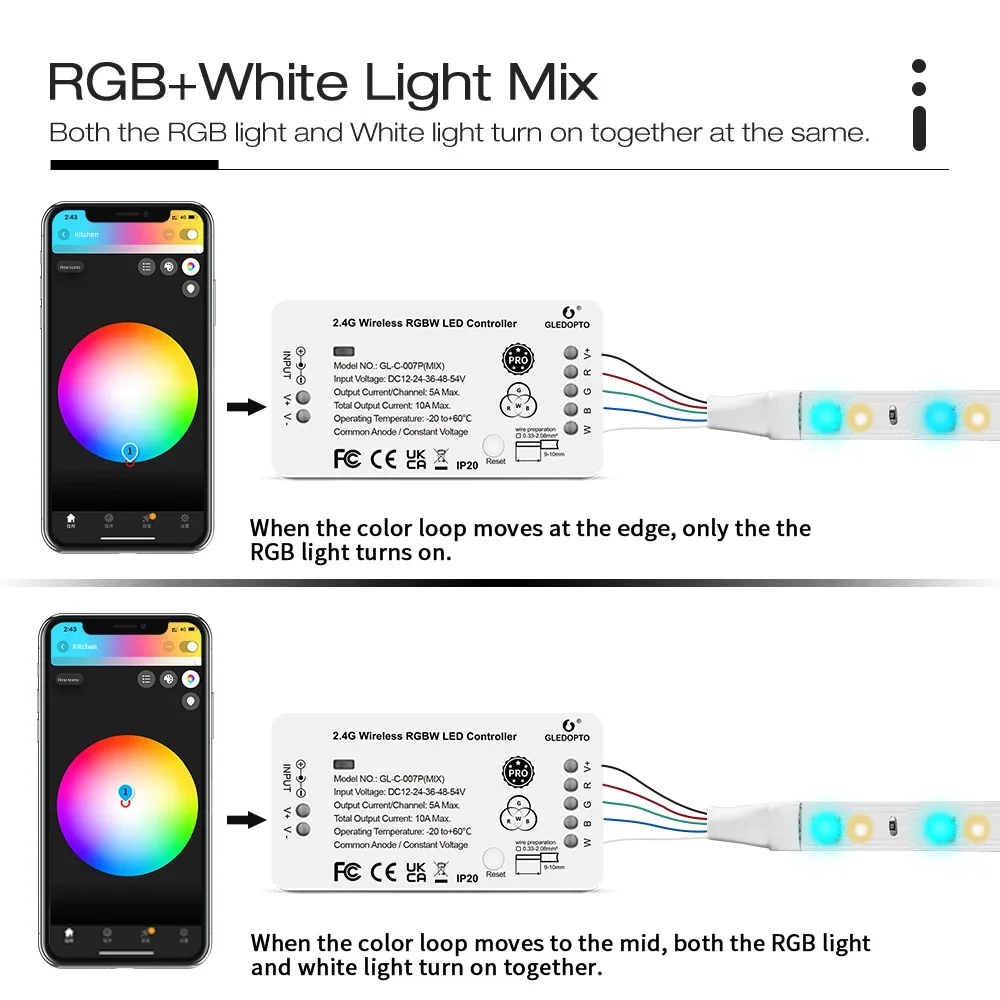 Smart ZigBee 3.0 LED Strip Controller RGBW Pro Color White Light Mixture Homey Alexa Tuya Smart SmartThings App Voice Control